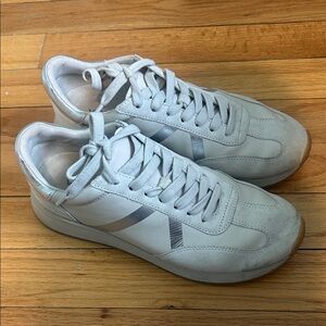 Women’s Vince Light Gray Metallic Stripe Sneakers